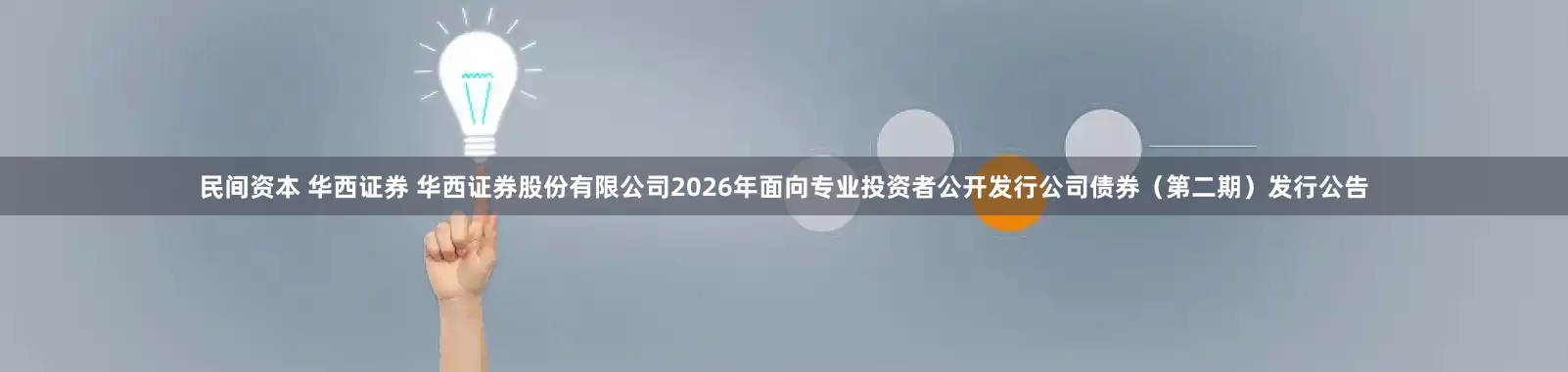 民间资本 华西证券 华西证券股份有限公司2026年面向专业投资者公开发行公司债券（第二期）发行公告
